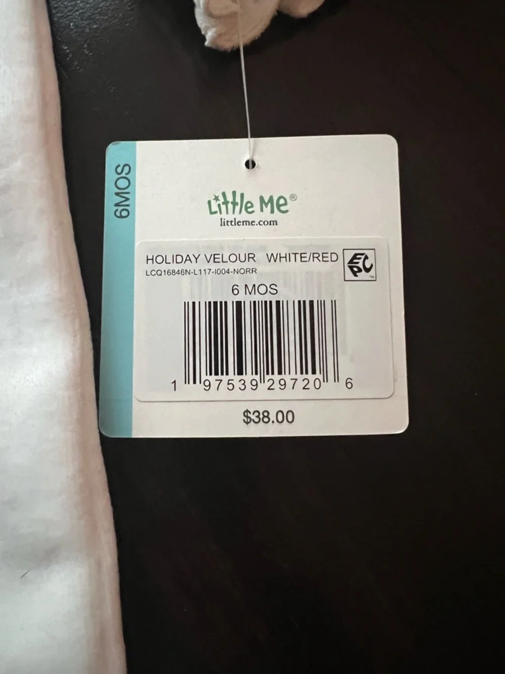 New - Little Me White & Red Holiday Velour Footed One-Piece
